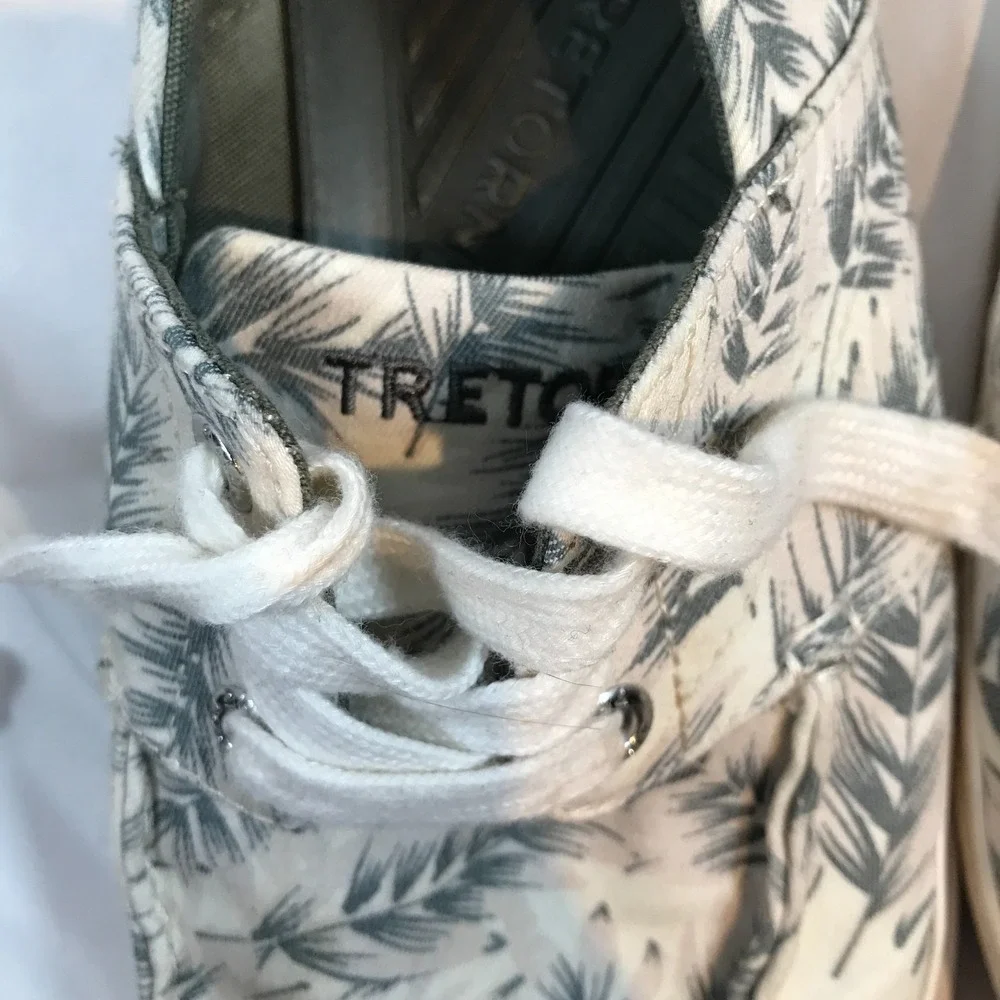 Tretorn‎ Motto Palm Leaf Print Boat Shoes Mens 10 Cream Grey Textile MTMOTTO4